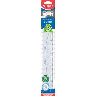 Maped Geometric - Règle plate spéciale gaucher - 30 cm - transparent