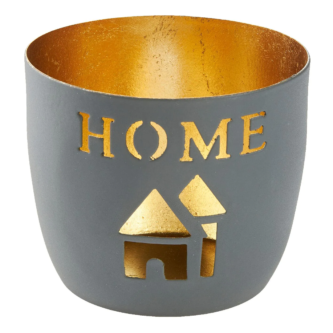 Windlicht Spruch, Home/grau