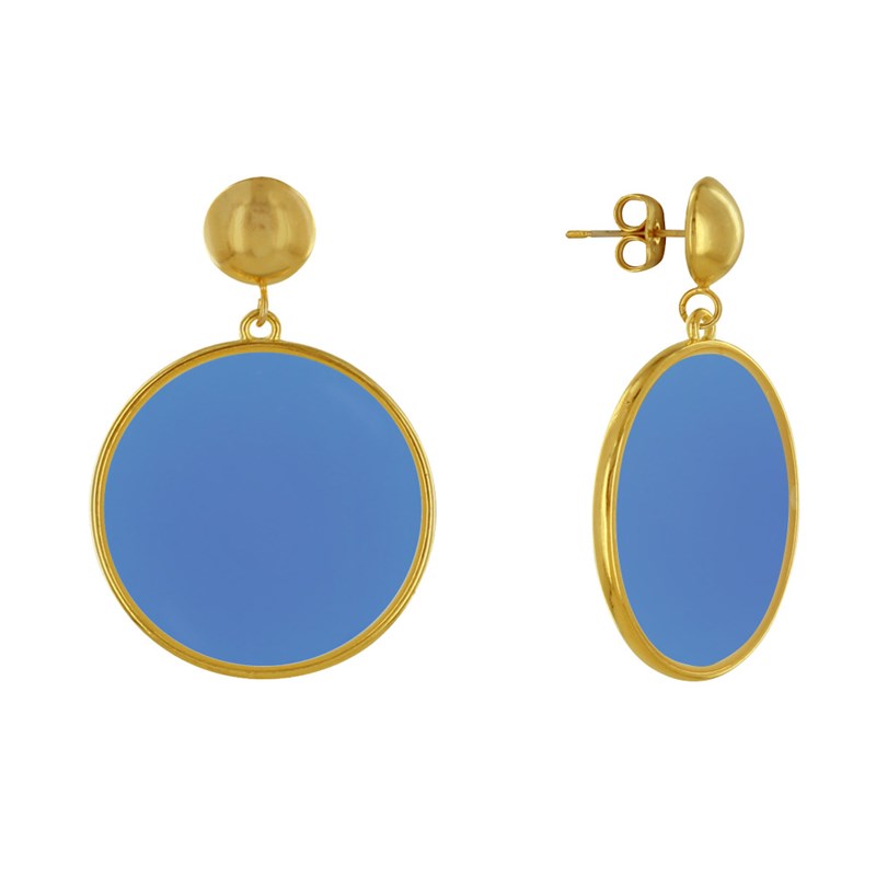 Boucles d'Oreilles Clous Métal Doré Cercle Coloré Translucide
