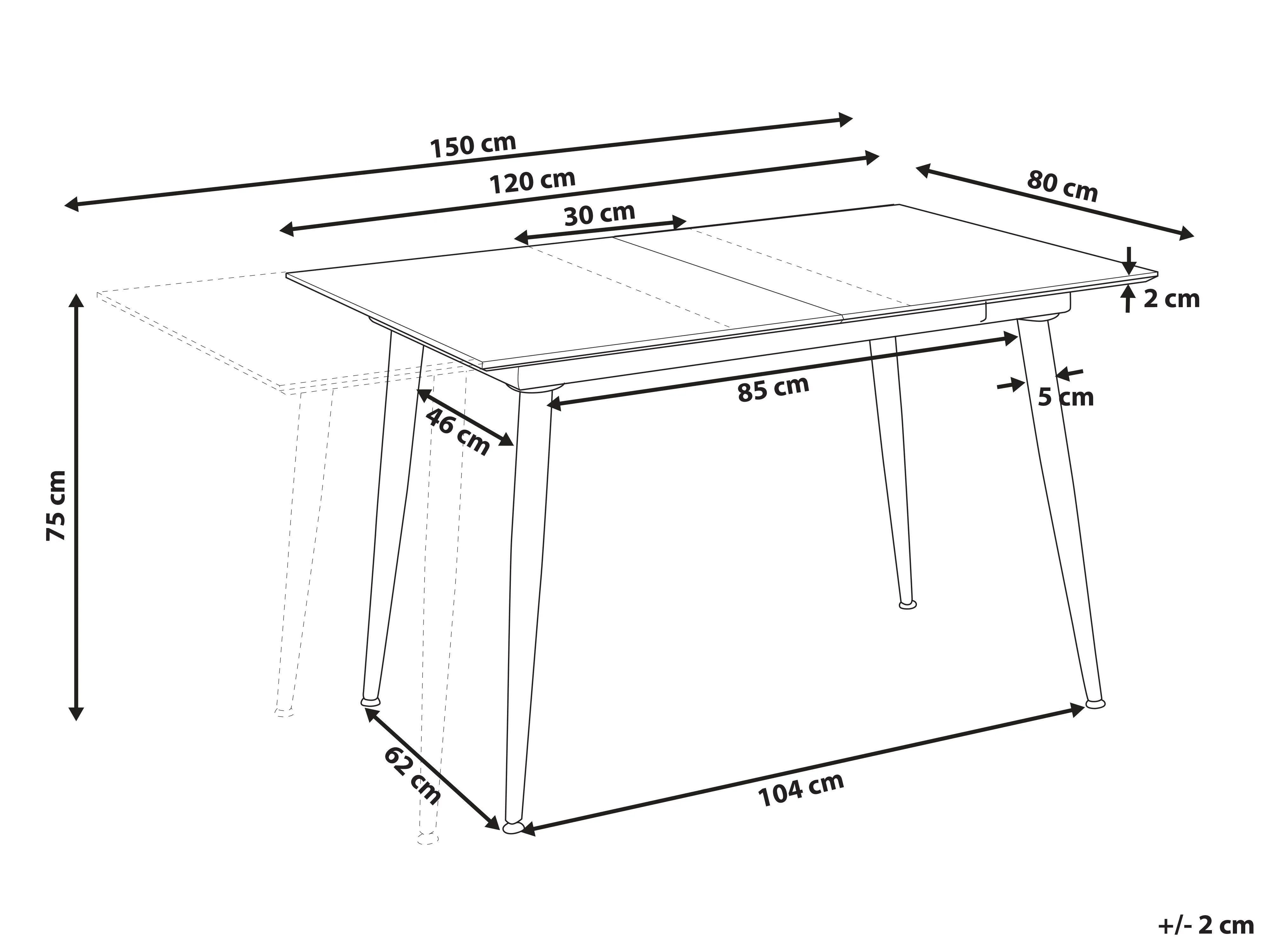Eettafel EFTALIA Wit marmer 80 cm 120/150 cm