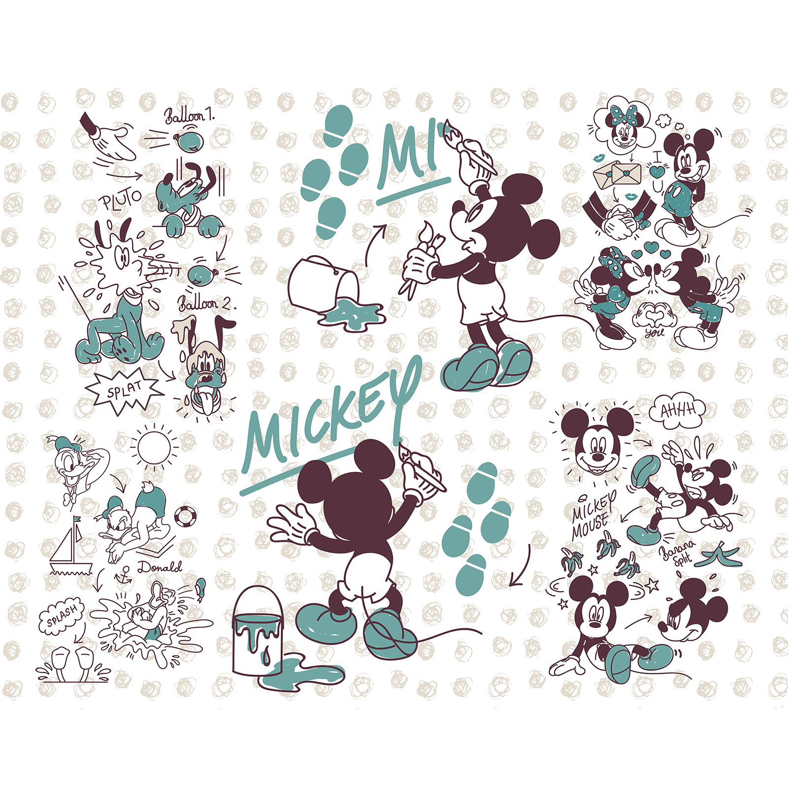 Vlies-Fototapete MICKEY AND FRIENDS - bunt - 350x280 cm