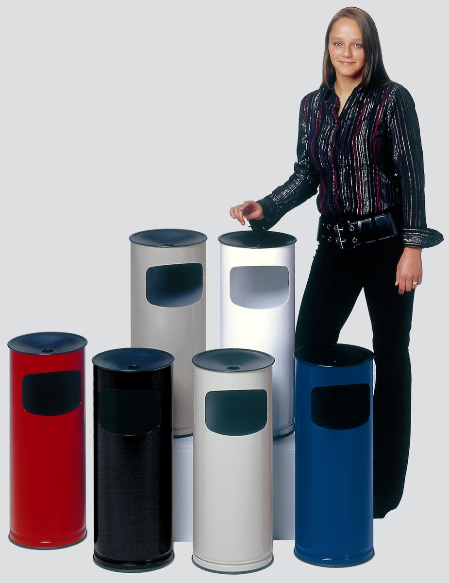 PROREGAL Klassieke Ronde Combinatie Asbak HxBxD 61 x 25 x 25 cm Gegalvaniseerd Staal Zilver