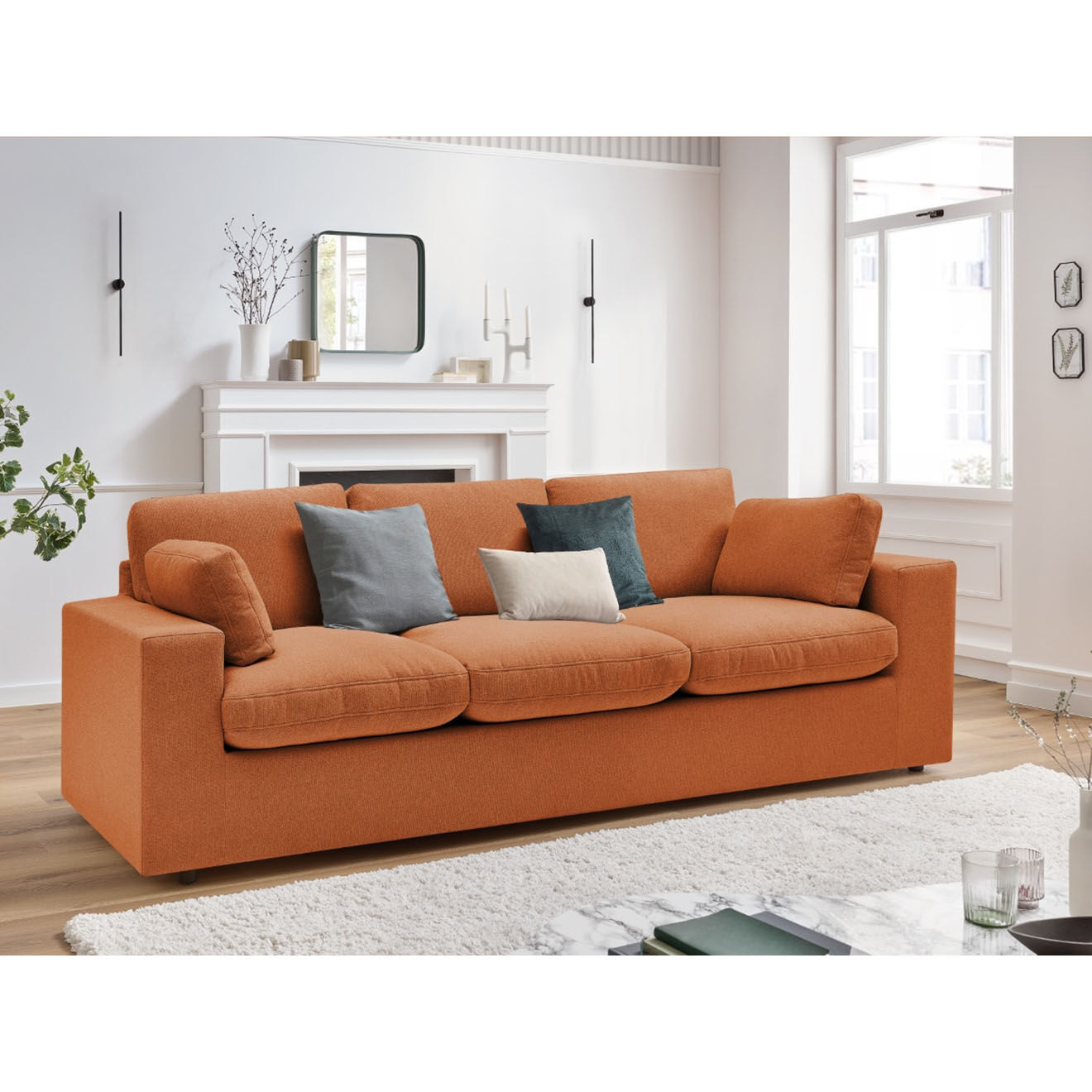 Bobochic Canapé compact belair orange - 220x93x80 cm