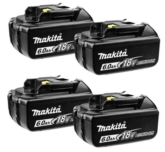 Makita BL1860B-4 18V Li-ion accu 6.0Ah voordeelpakket (4 stuks)