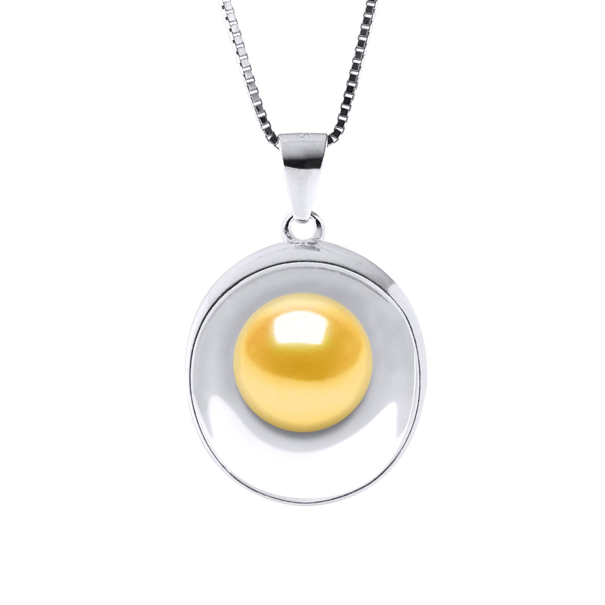 Collier REFLETS Perle d'Eau Douce 9-10 mm Dorée Argent 925