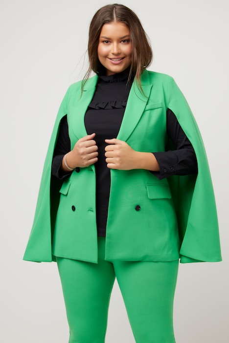 Blazer mit Cape, A-Linie, Reverskragen, doppelreihig