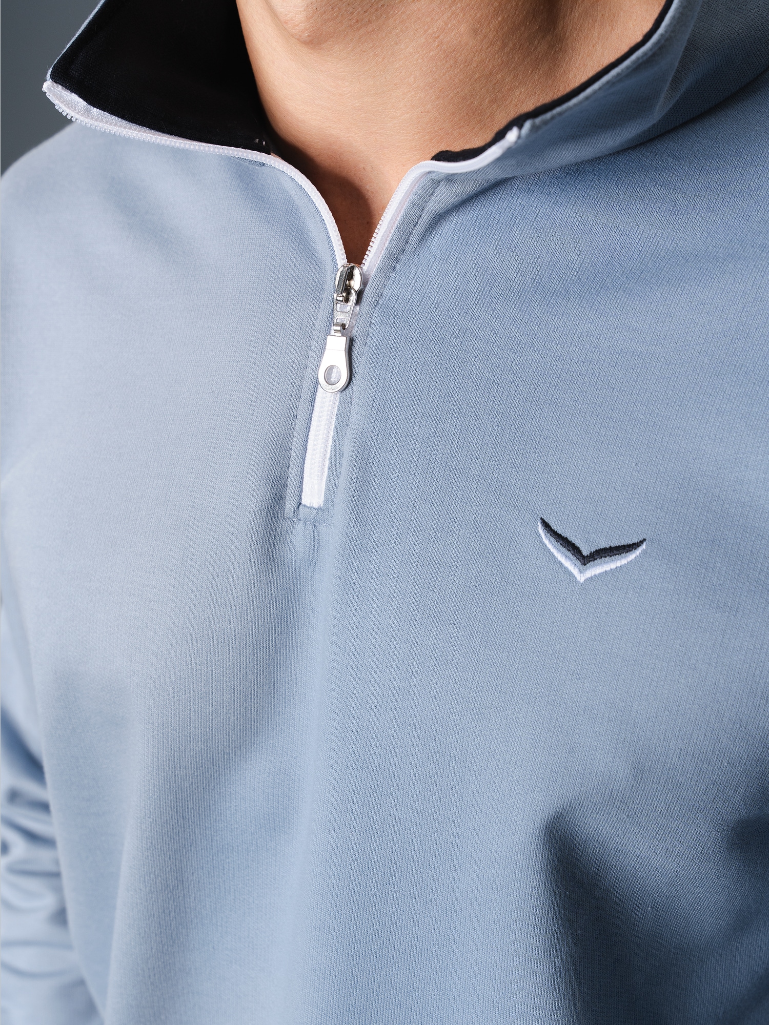 Sweatshirt mit Kragen und Reißverschluss Pearl-blue