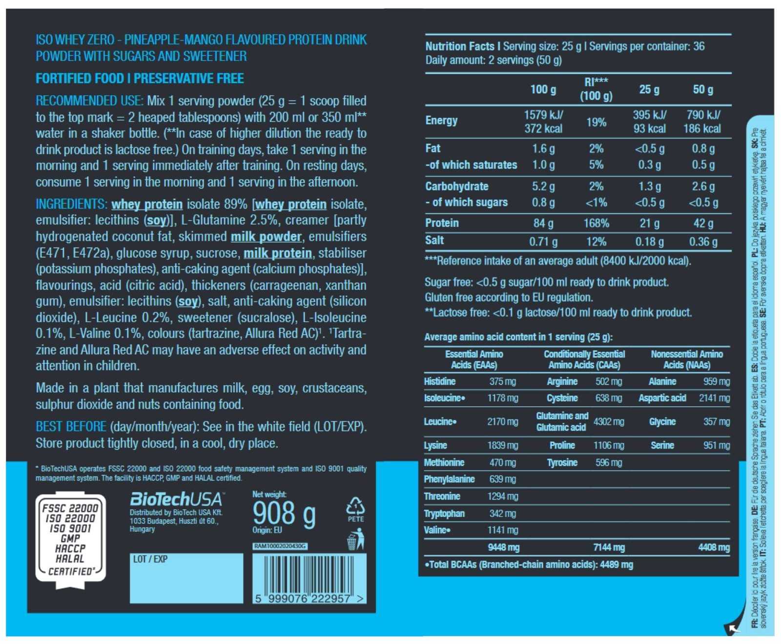 Biotech USA Iso Whey Zero 500g
