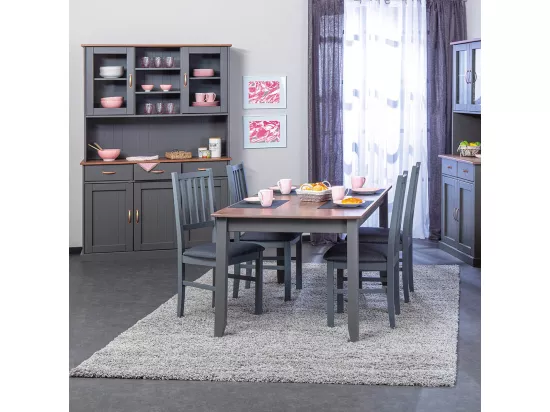 MELINA - Table Repas Rectangulaire Coloris Gris et Naturel