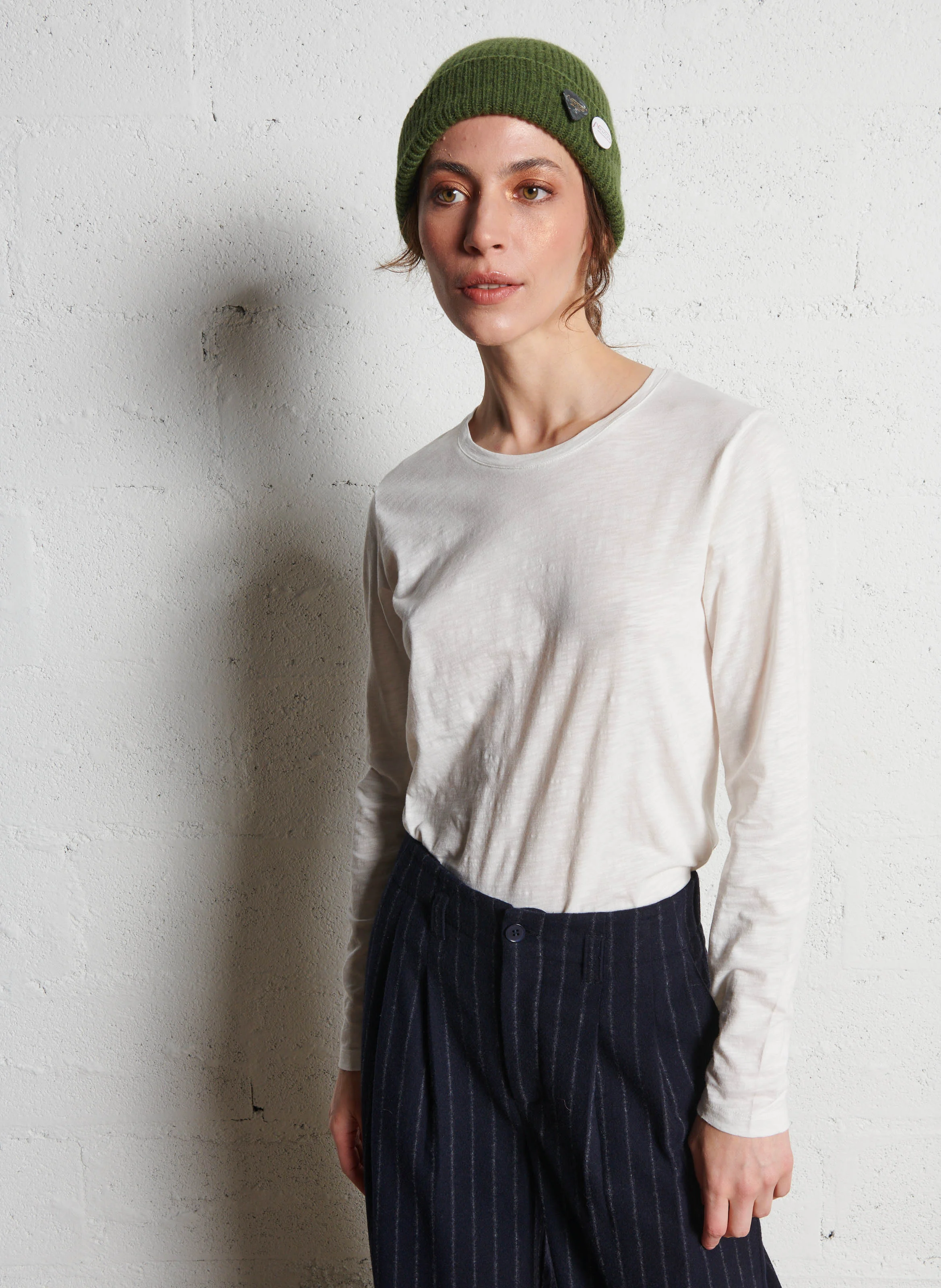 PERNILLE - Tee-shirt droit col rond en coton | Blanc