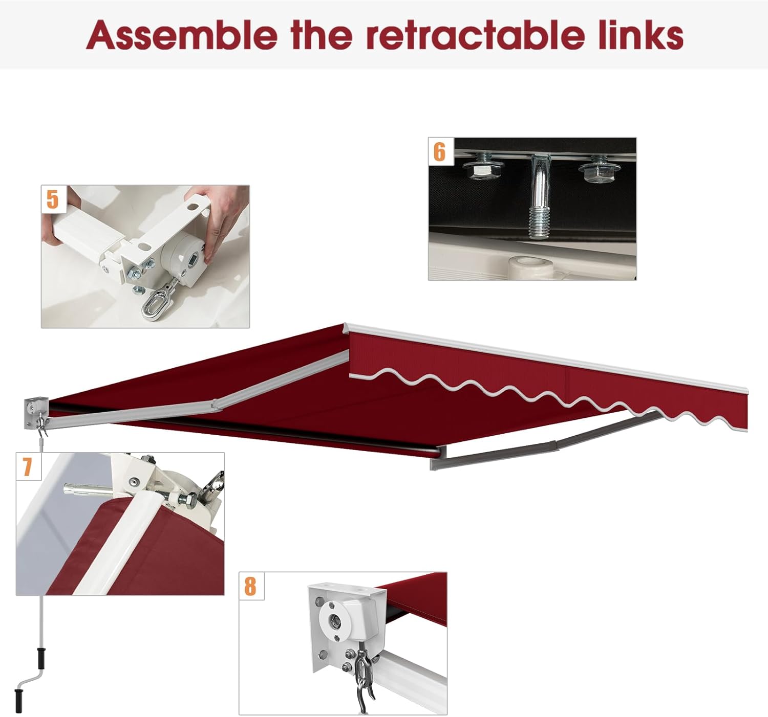 COSTWAY Gelenkarmmarkise Markise, 300 x 250cm Terrassenmarkise mit Alu-Rahmen & Handkurbel, Sonnenmarkise 40-100° Winkel einstellbar, Sonnenschutz & Wasserdicht Balkonmarkise für Balkon, Terrasse