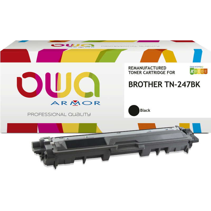 Toner remanufacturé OWA noir compatible BROTHER TN-247BK pour imprimante laser