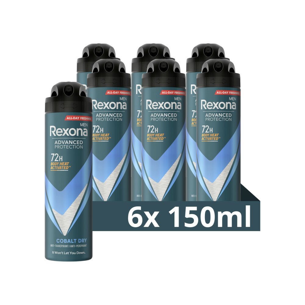 6x Rexona Men Deodorant Spray Advanced Protection Cobalt Dry150 ml