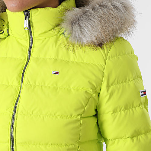 Doudoune Capuche Fourrure Femme 8588 Jaune Vert Fluo