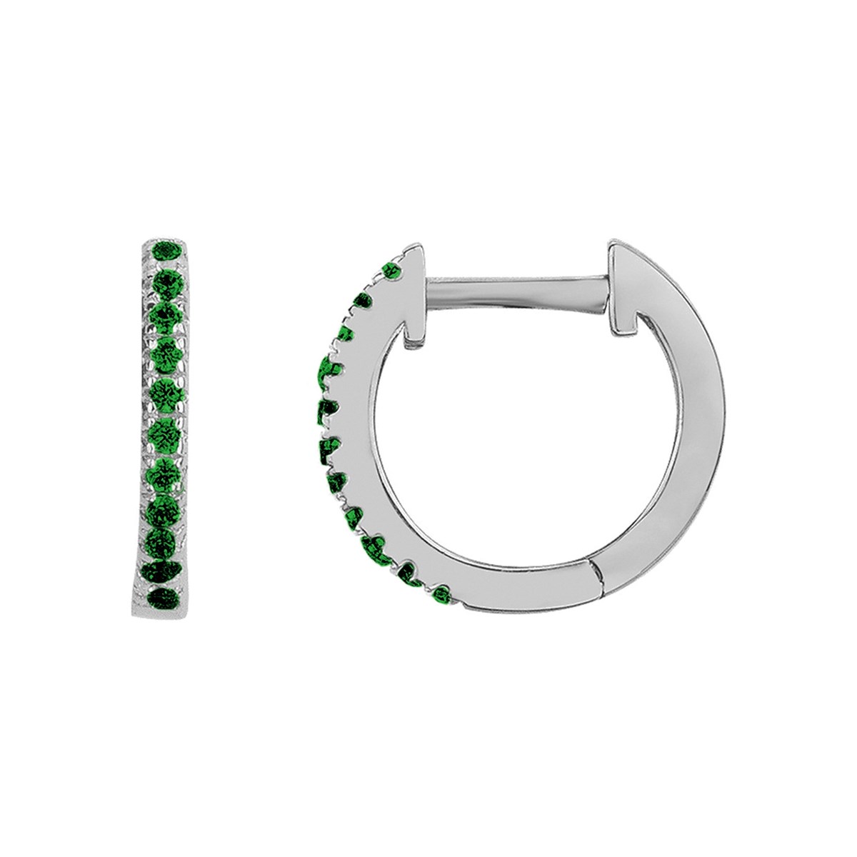 Boucles d'oreilles en Argent avec oxyde de zirconium vert emeraude