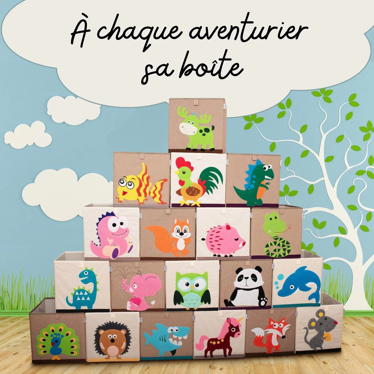 Boîte de rangement en tissu pour enfant 
