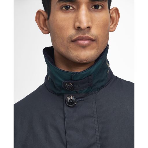 Barbour Wax Mac Frakke, Navy/Greenloch Tartan, L