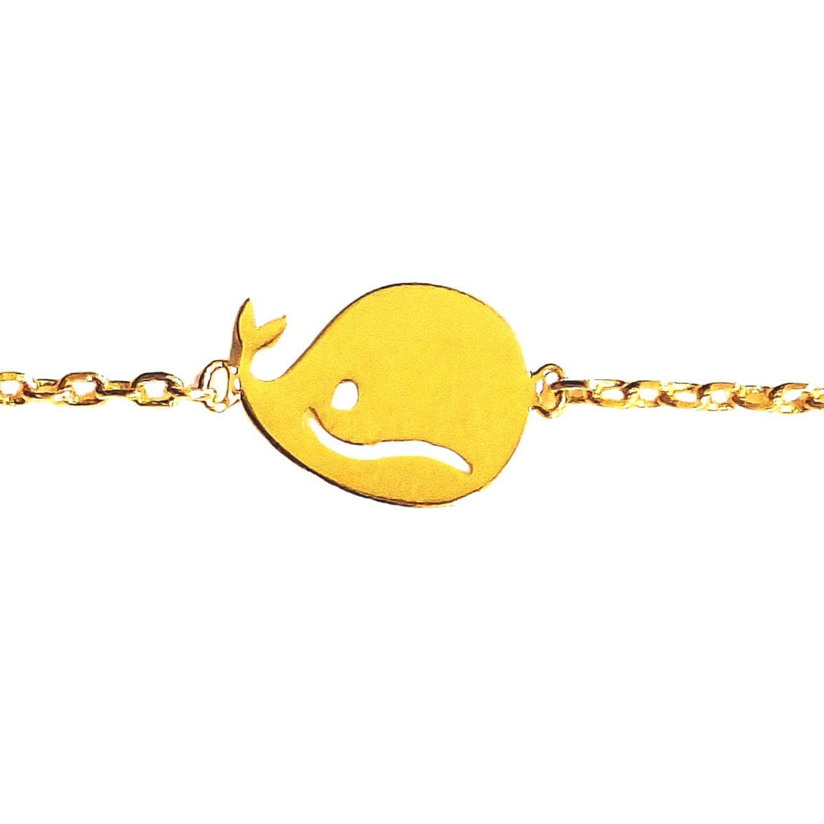Bracelet breloque baleine en plaqué or - 16cm