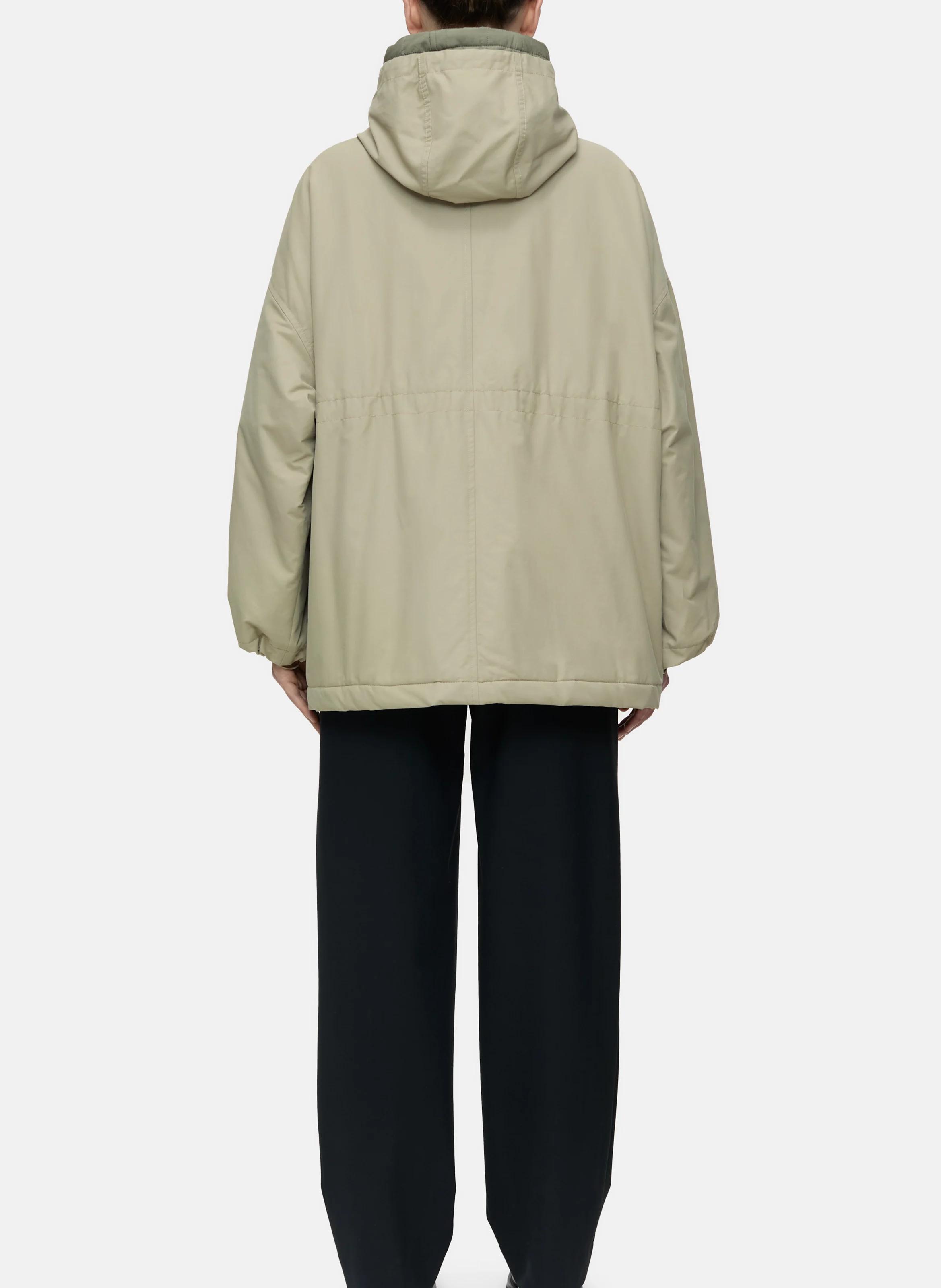 Parka ample à capuche en coton| Kaki