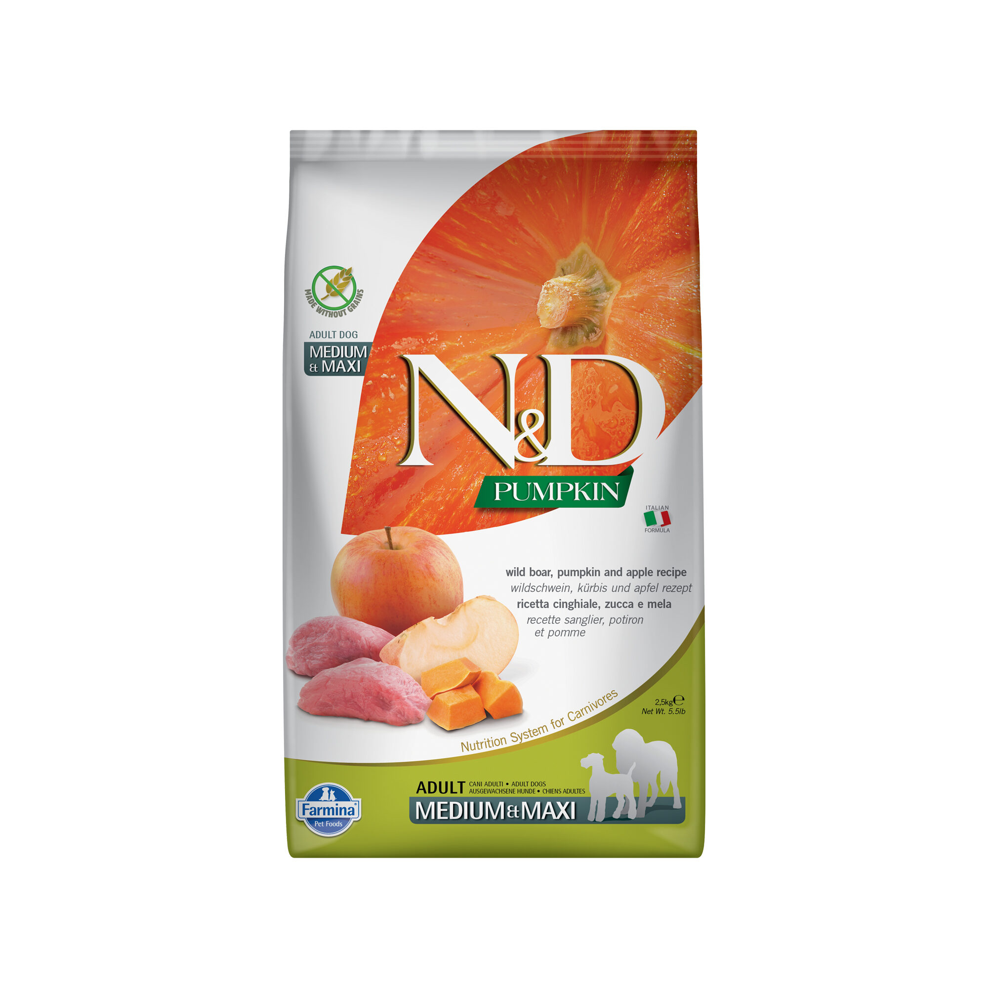 Farmina N&D Pumpkin Wild Zwijn en Appel Adult Dog Medium & Maxi