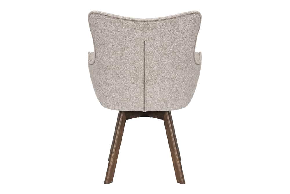 Drehbarer Stuhl THOR beige Strukturstoff braun Wenge Eichenholz 360° mit Armlehne