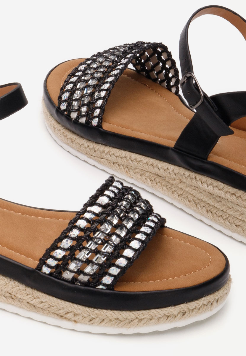 Sandales type espadrilles noires Ergela