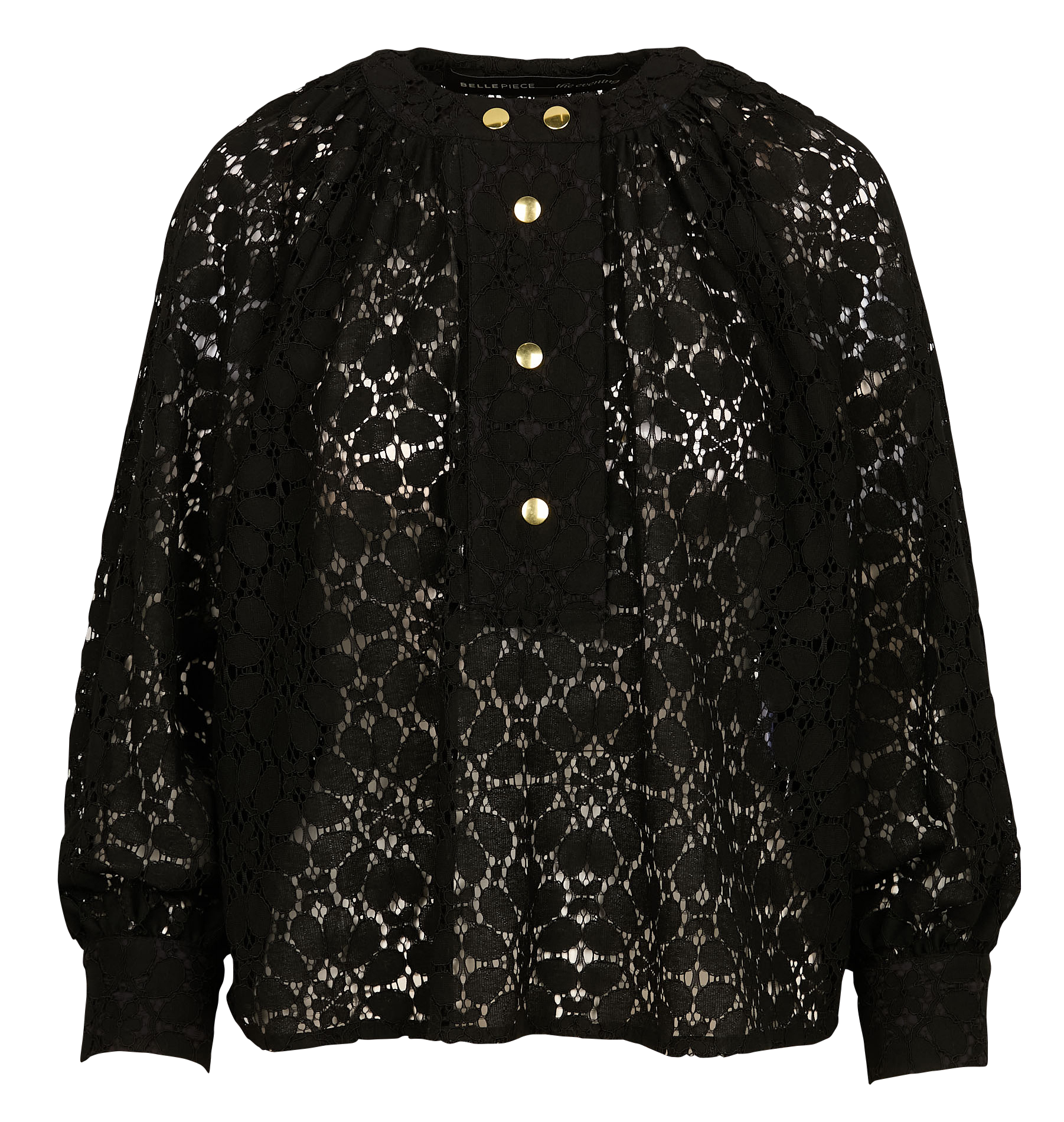 ALPHONSE - Blouse ample col rond à dentelle | Noir