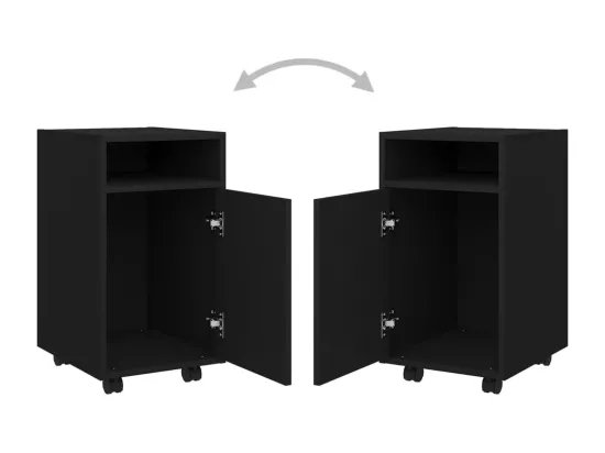 Armoire latérale avec roues Noir 33x38x60 cm Bois d’ingénierie