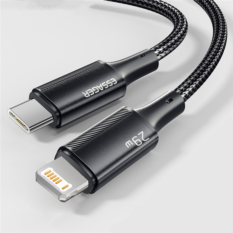 (1m) 29W USB C auf Lightning Ladekabel Nylon Datenkabel mit Power Delivery - Schwarz