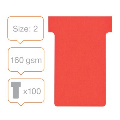 Nobo - 100 Fiches en T - Taille 2 - rouge