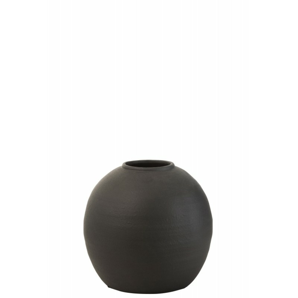 Vase rond en ciment noir 30x30x28 cm