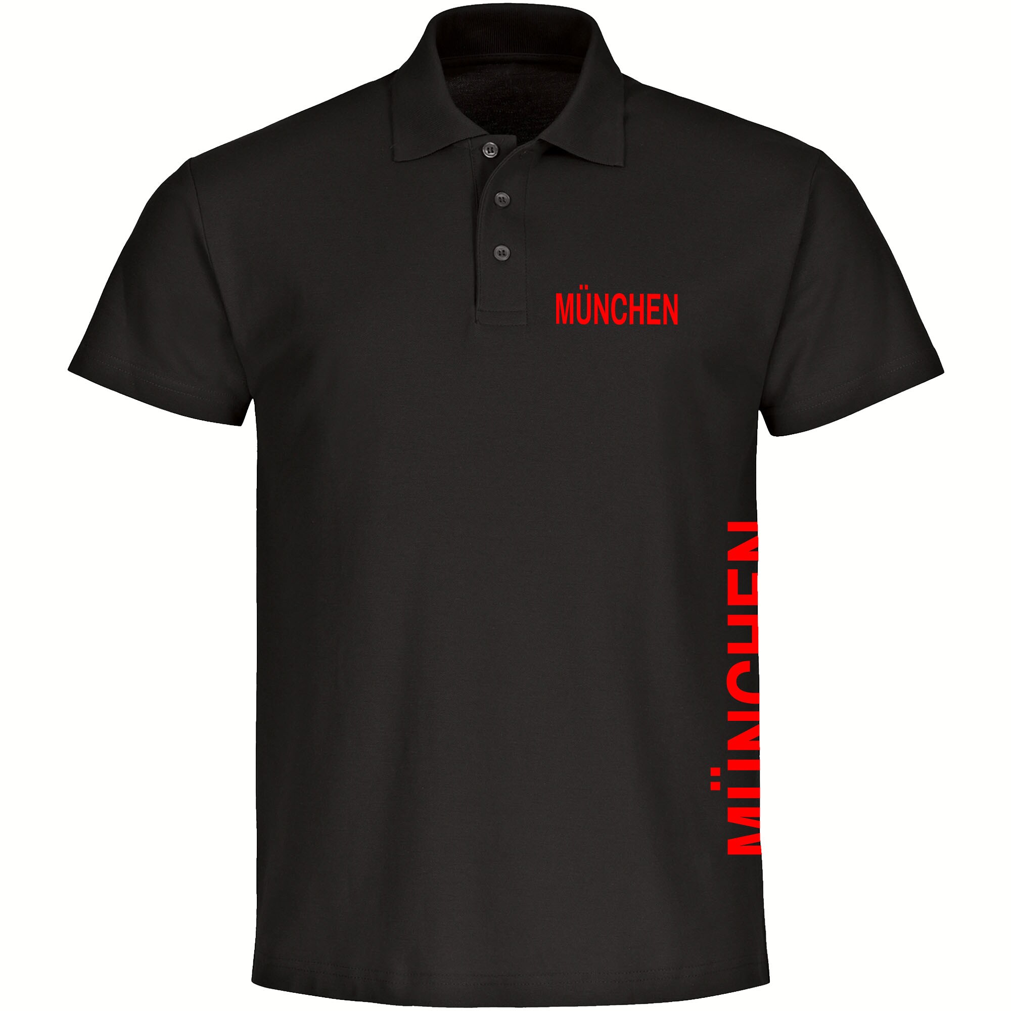multifanshop® Poloshirt - München rot - Brust & Seite - Druck rot