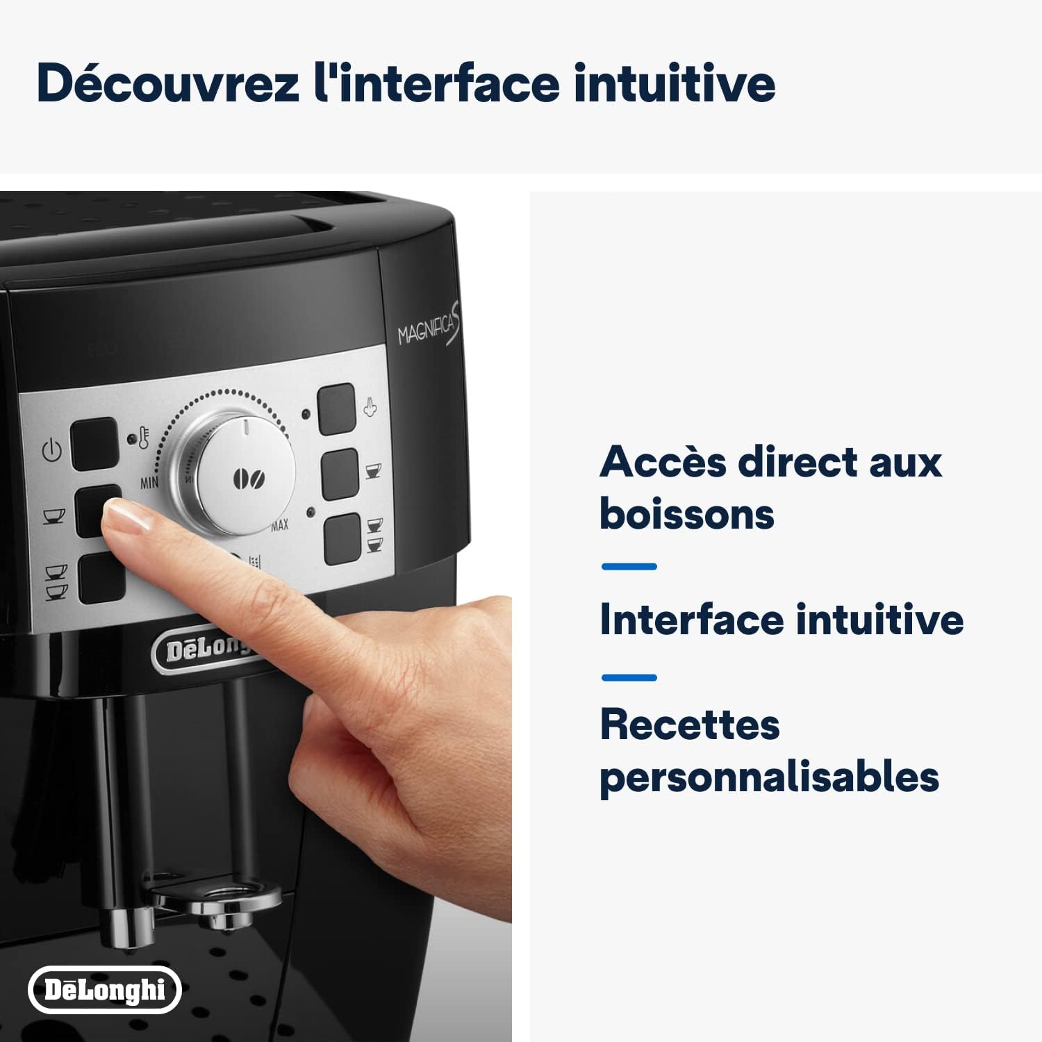 De'Longhi Magnifica S ECAM11.112.B, Machine à Café Automatique/ à Espresso du Grain à la Tasse Avec Buse à Lait, avec 4 Recettes à Touche Unique, Panneau de Contrle Soft-Touch, 1450W, Noir