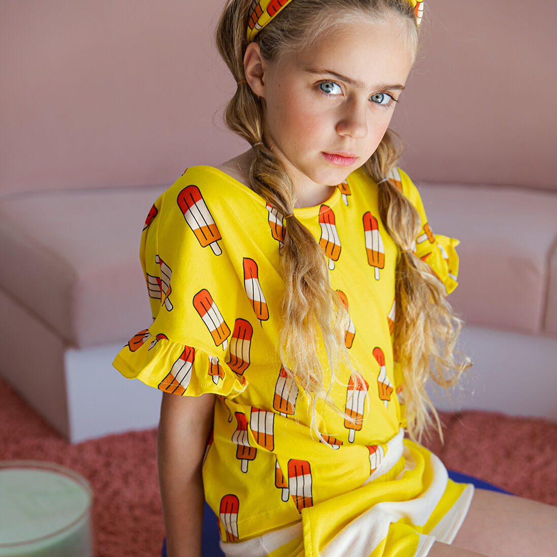 CARLIJNQ gele carlijnq t-shirt popsicle - frilled shirt