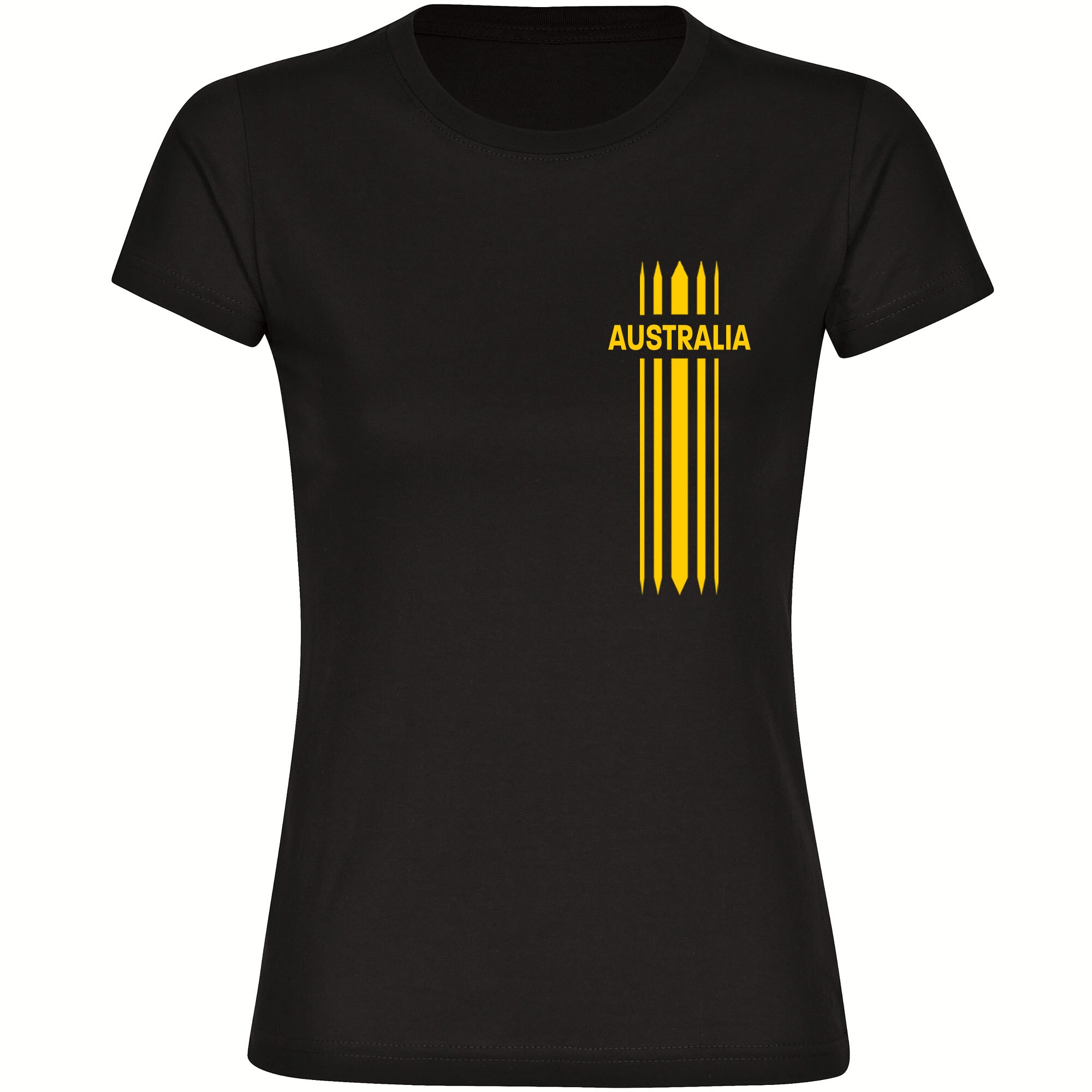 multifanshop® Damen T-Shirt- Australia - Streifen - Druck gelb