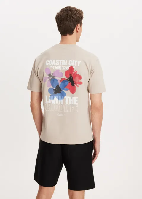 T-shirt met print good life bruin (TAU.L)