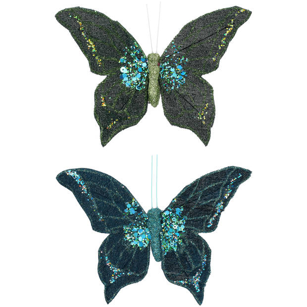 Vlinder op clip S/2 2 assorti