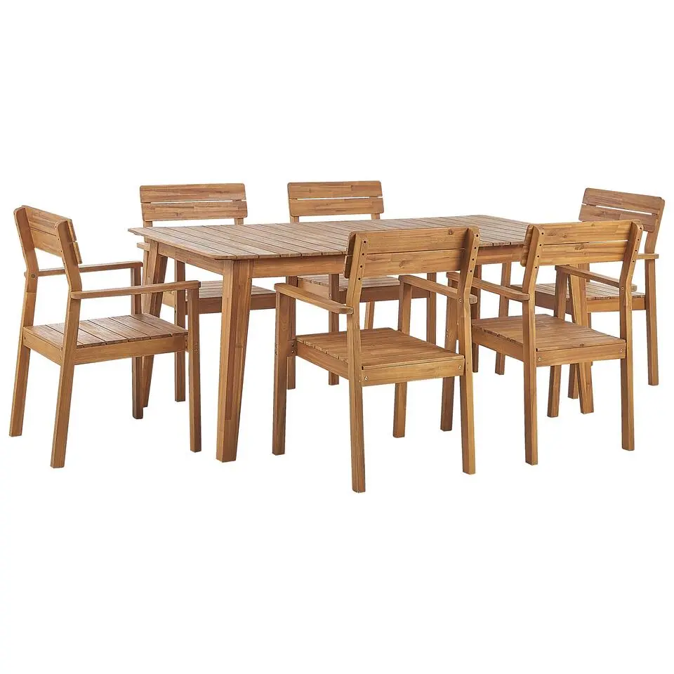 FORNELLI - Tuinset voor 6 - Lichte houtkleur - Acaciahout