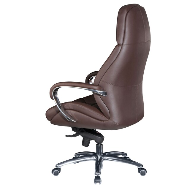 CASAVANTI Chefsessel mit Armlehnen Silberfarbig/ Braun Leder