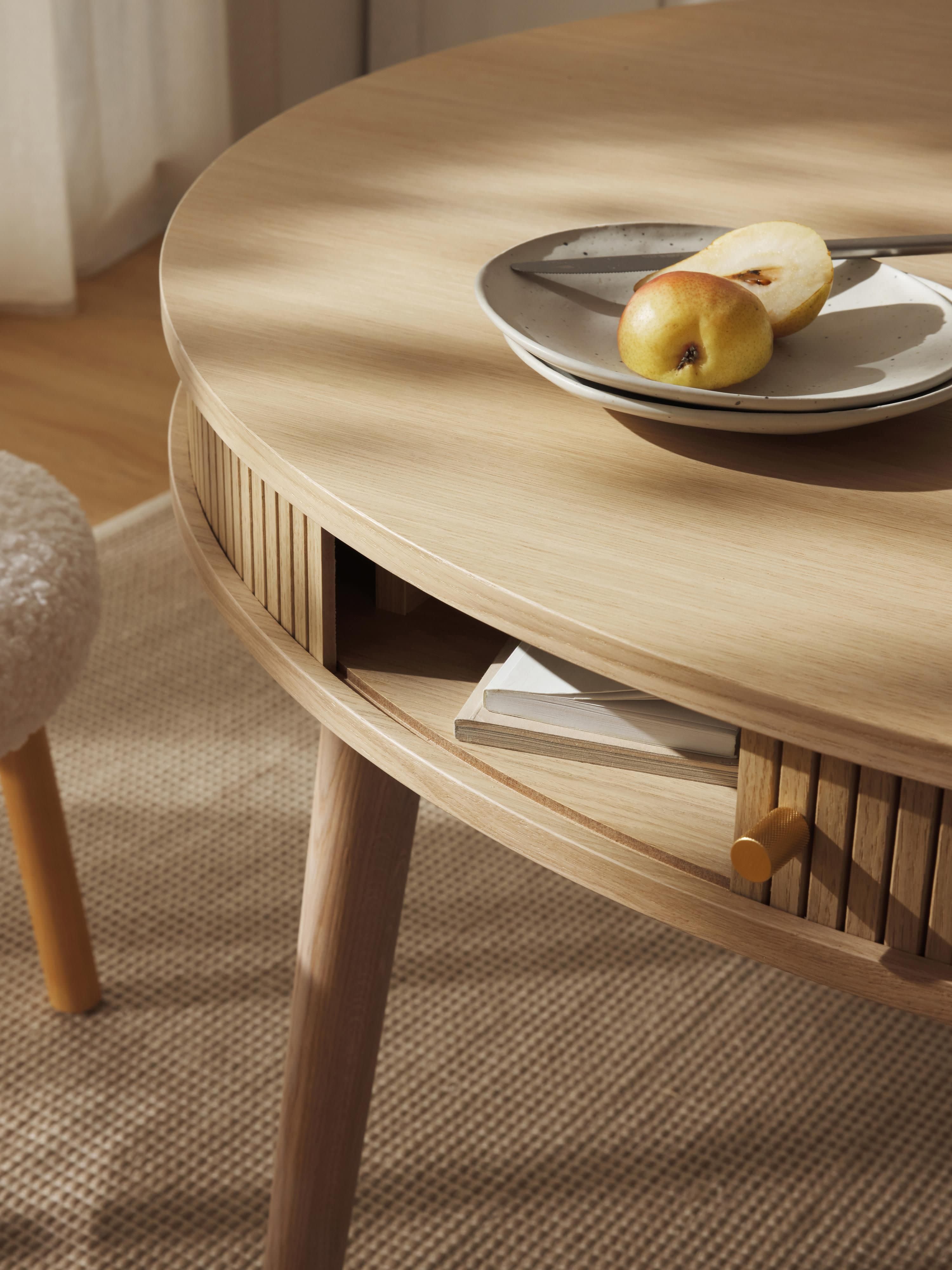 Ronde eettafel Calary met opbergruimte, in verschillende formaten