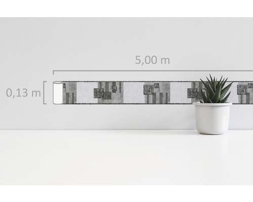 Zelfklevende rand 9006-23 Alleen Rand Geometrisch grijs 5 m x 13 cm