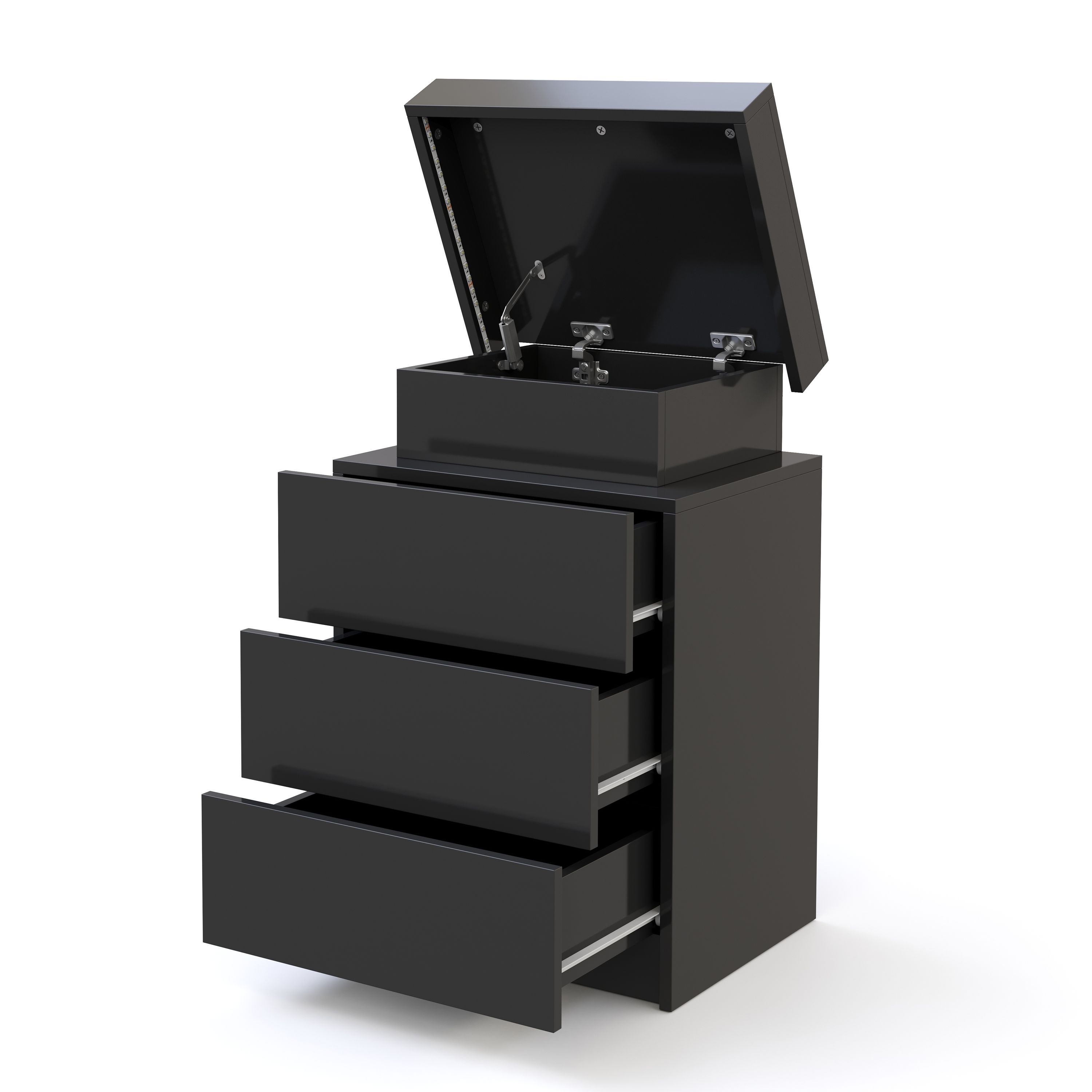 Nachttisch LED MOYA 3 Schubladen schwarz
