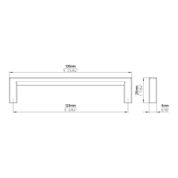 Greep Omer zwart 128mm