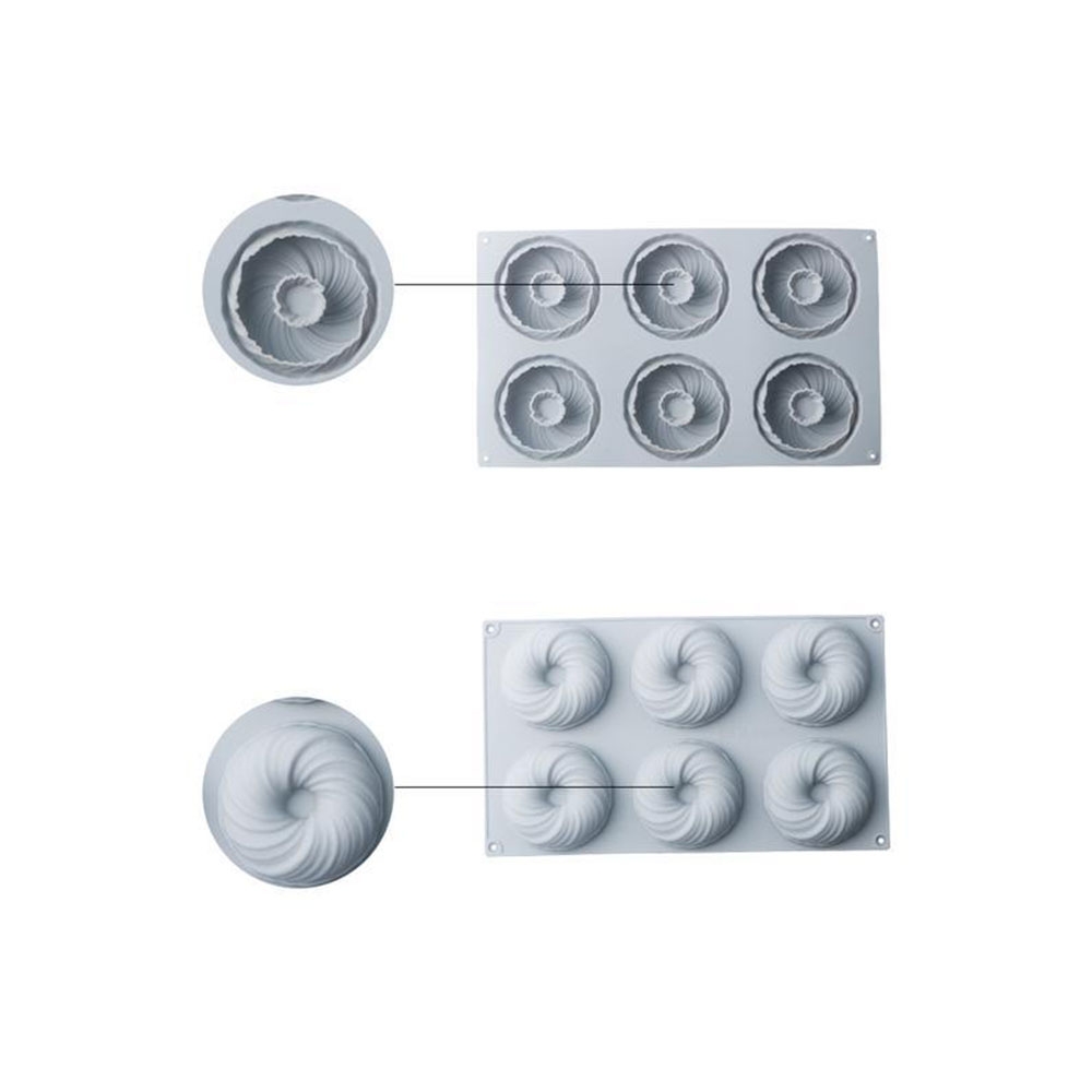 6-fach Silikon Kuchenform Flexible Törtchen Backform mit Anti-Haft Beschichtung - Grau