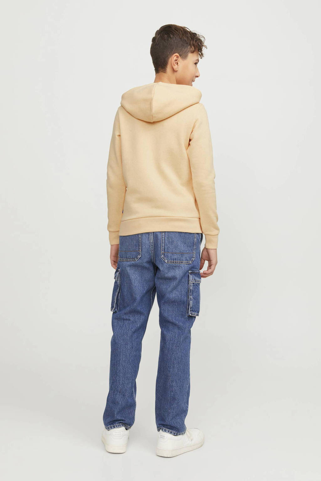 JACK & JONES hoodie met tekst lichtoranje