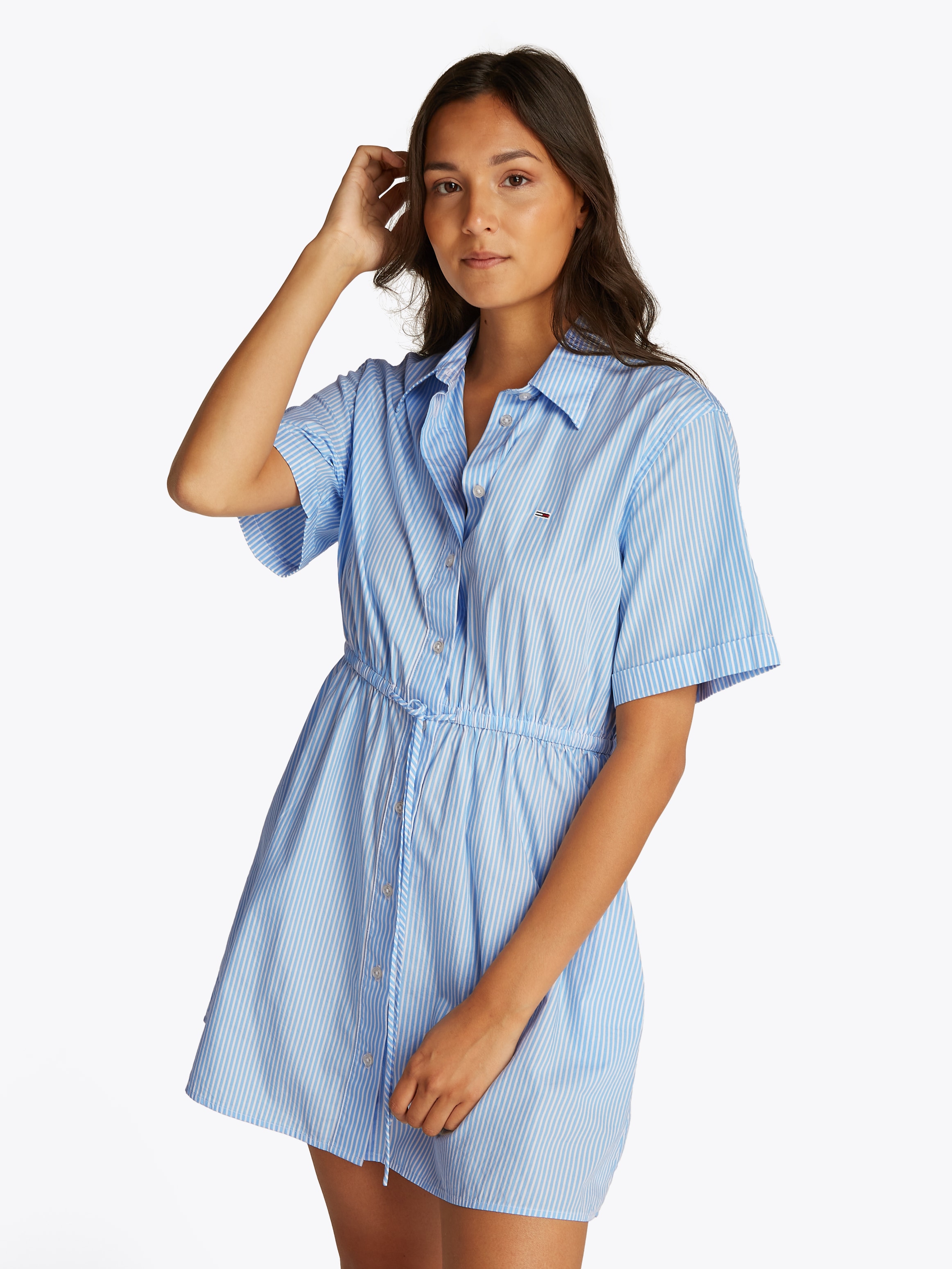 Tommy Jeans Shirtkleid »TJW MINI STRIPE SHIRT DRESS« mit Taillen Bindeband