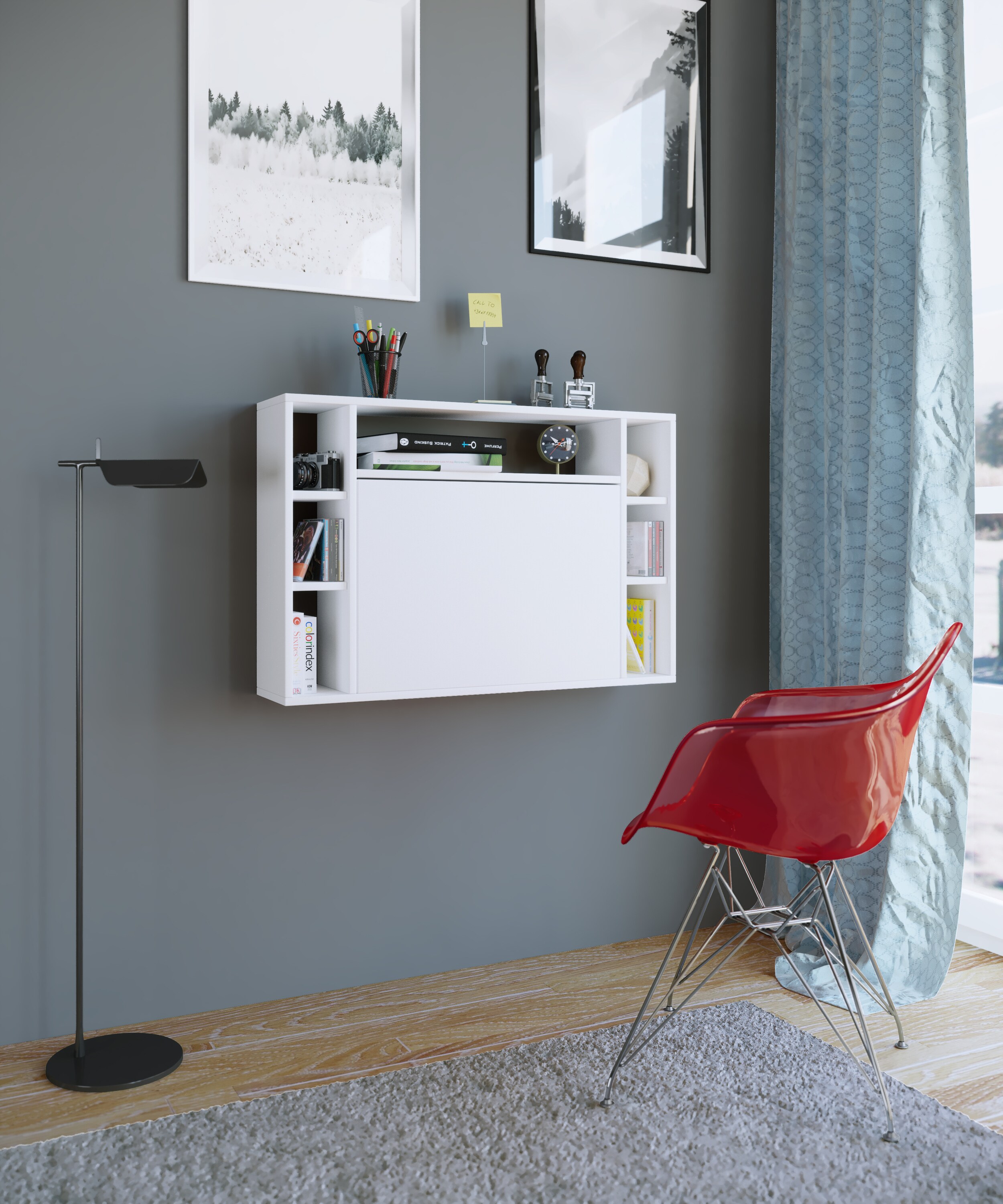 VCM Holz Hänge Klapp Schreibtisch Wandschreibtisch Computertisch Schublade Wandila