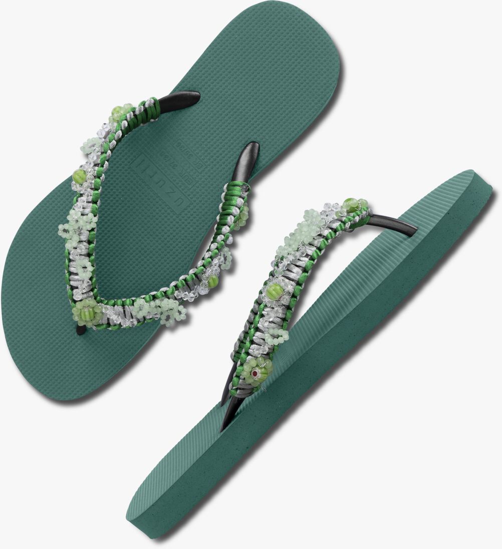 UZURII groene uzurii teenslippers macrame green blossom
