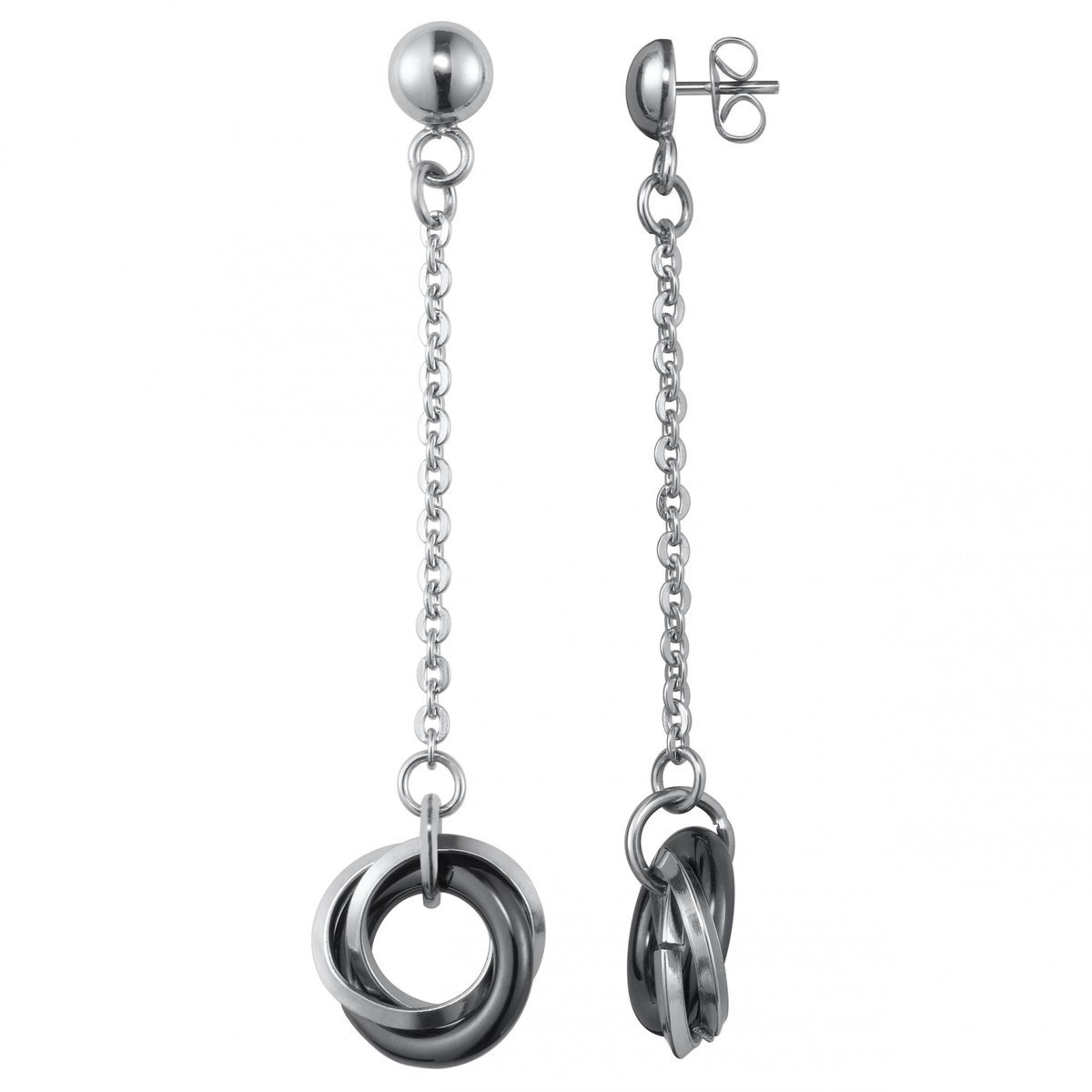 Boucles d'oreilles pendantes en Acier 316L et céramique - blanc brillant