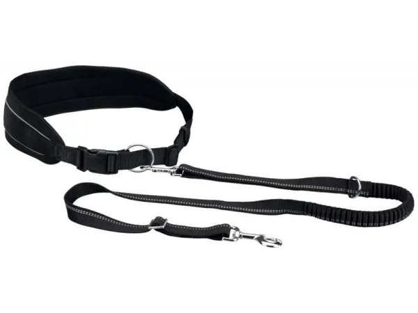 Trixie Waist Belt with Leash, 75-120 cm/9 cm, black